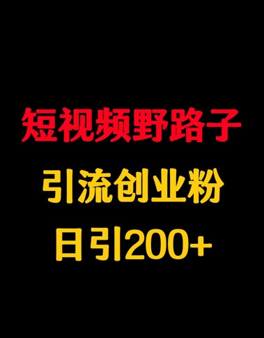 短视频野路子引流创业粉，日引200+阿七源码--阿七|阿七源码|建站源码|小程序源码|模板|下载阿七源码