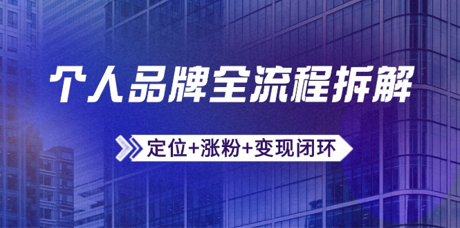 （14799期）个人品牌全流程拆解：定位+涨粉+变现闭环，微信生态运营与资源整合阿七源码--阿七|阿七源码|建站源码|小程序源码|模板|下载阿七源码